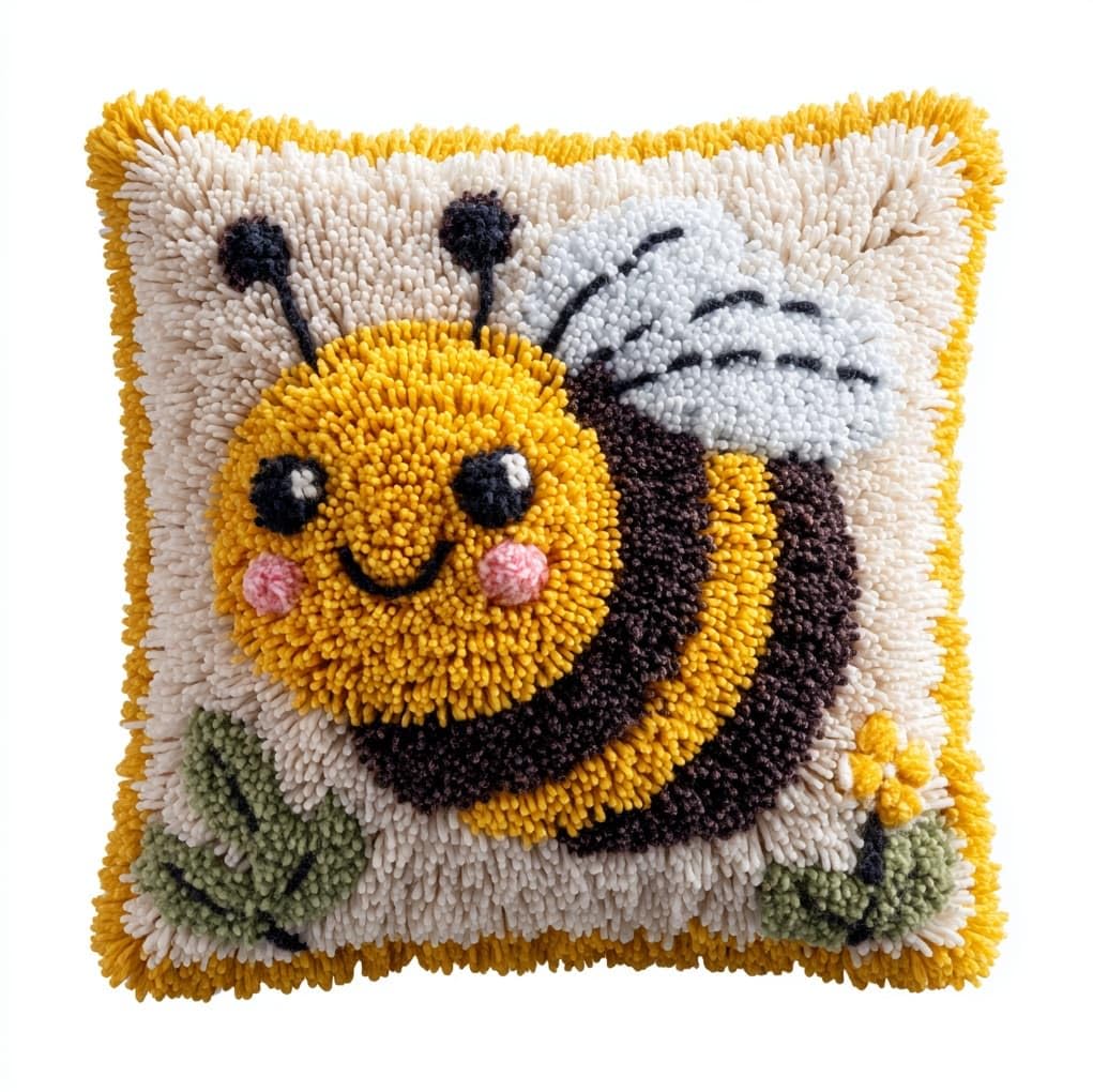WallustrioaW Latch Hook Kits Pillow,Cute Bees