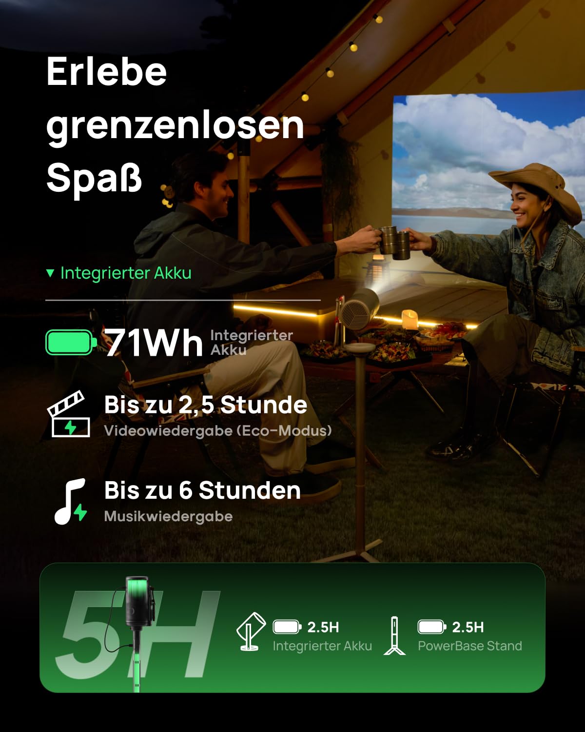 XGIMI MoGo 4 Tragbarer Smart Beamer mit Akku, 360° Ständer, 450 ISO-Lumen | Google TV & Netflix, 12W Harman Kardon Sound, 2,5h Laufzeit (bis 5h mit PowerBase), ISA Auto-Setup, inkl. magnetischem Filter