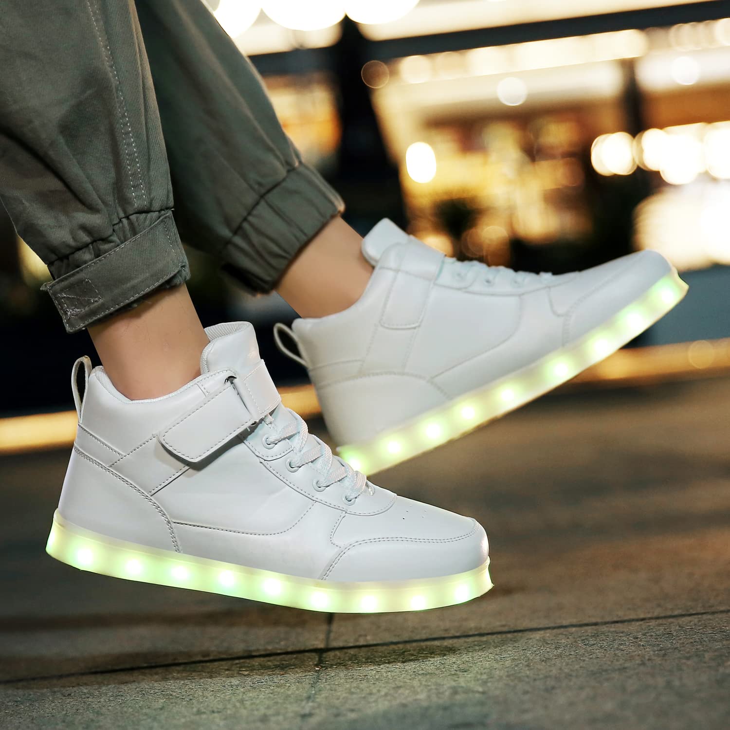 JEVRITE Unisex-Sneaker mit LED-Beleuchtung, hohe Oberseite, USB-Aufladung für Damen und Herren, Paar-Schuhe