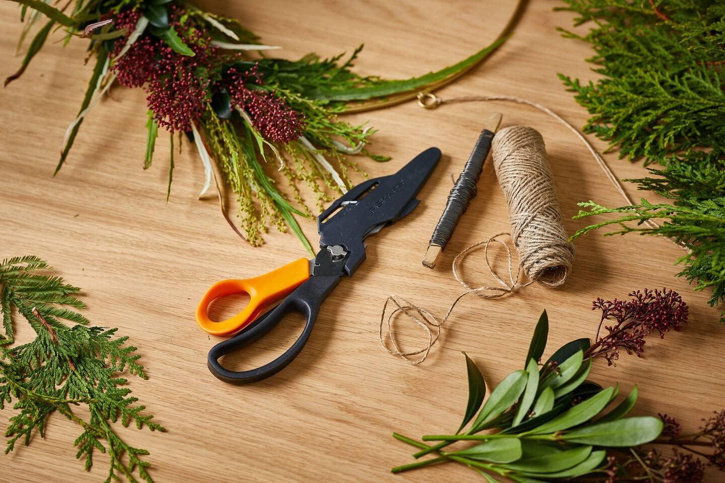 Fiskars Cuts + More Multi-tool Scissors, Includes Protective Case With Scissor Sharpener, Length: 23 cm, Titanium Coating, Stainless Steel Blade/Plastic Handles, Black/Orange, 1000809