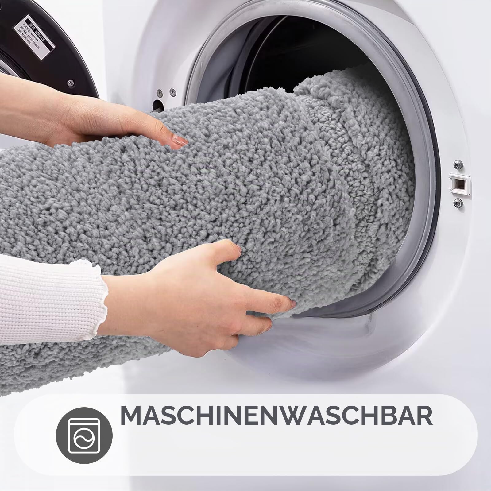 Pauwer Weich Badezimmerteppich Set 3 Teilig rutschfest Waschbare Badteppich Badvorleger und Toilettenmatte Saugfähiges Badematten Set für Dusche, Badewanne und WC, Grau