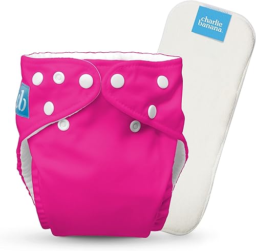 Charlie Banana Pañal de tela lavable reutilizable, ajustable, talla única, para bebés, niñas y niños, pañal de bolsillo suave con inserto