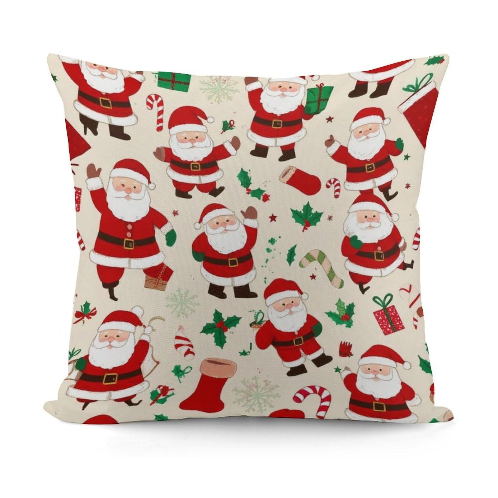 Smazdfxx Picture(407) Decorative Soft Cute Cartoon Santa Claus Christmas Plush Pattern Couch Pillow Covers With Zipper For Sofa, Bed, Living Room
