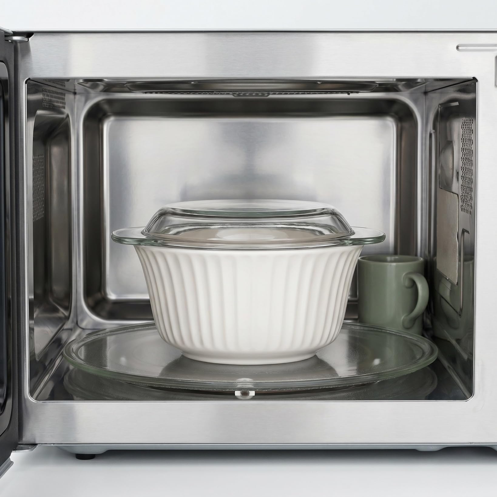 FOMIYES Coperchio trasparente in vetro per forno a microonde, resistente al calore, per coprire piatti e ciotole