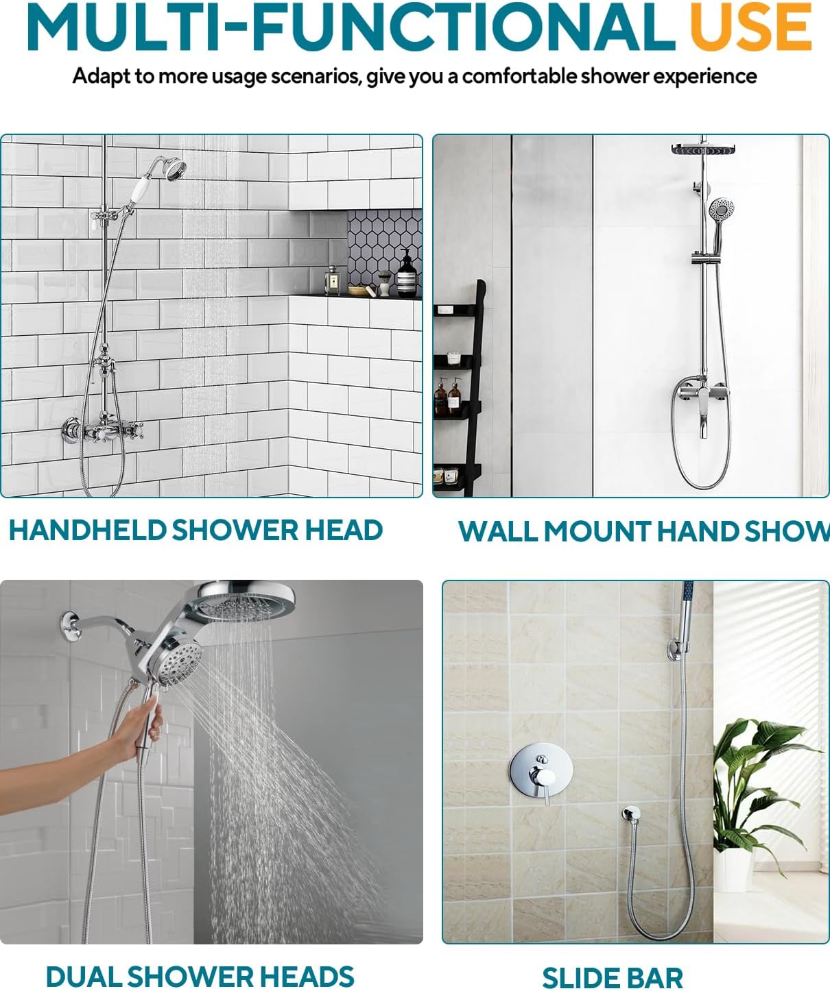 96 Inch Shower Hose, Flexible Stainless Steel Metal Extension Hose with Brass Insert and Nut thumbnail