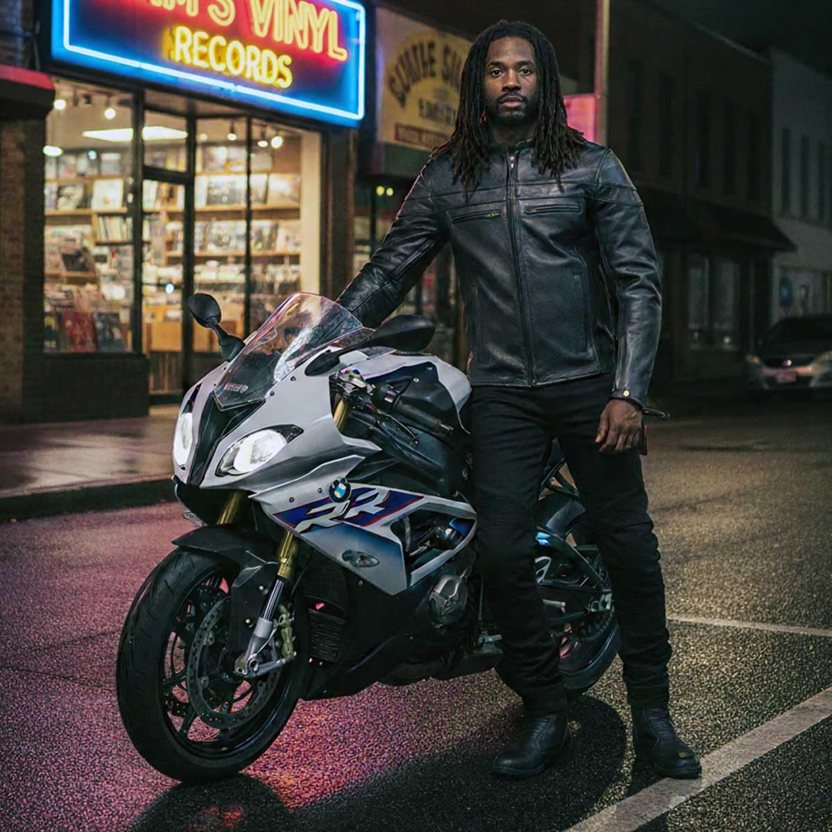 Milwaukee Mens Premium Leather Vented Scooter Jacket — view 3