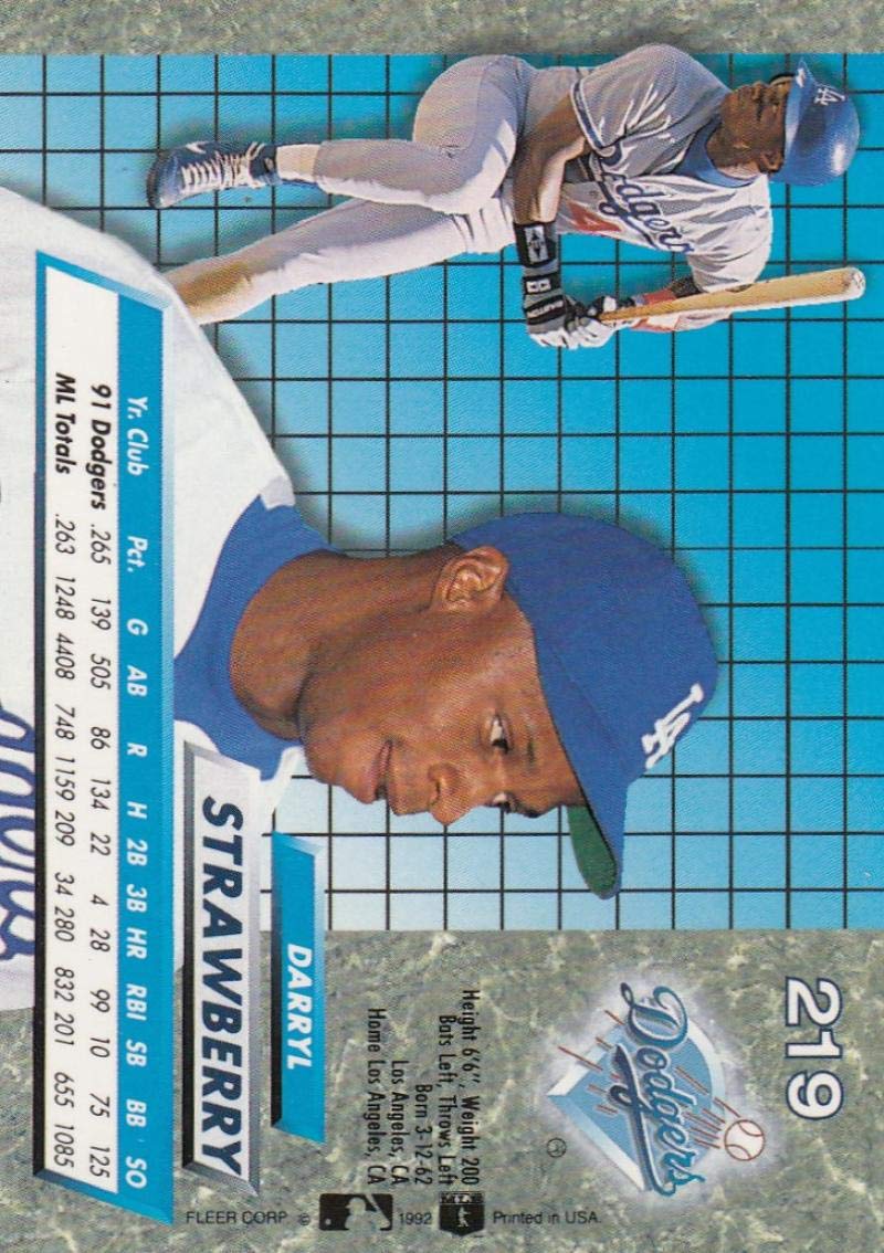 Amazon.com: Baseball MLB 1992 Ultra #219 Darryl Strawberry #219 NM