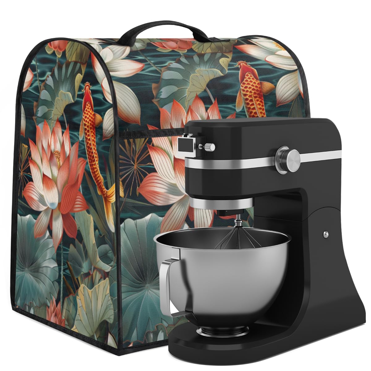 Coffee Maker Cover Lotus Fish Kitchen Appliance Covers Small Appliance Covers Blender Cover Juicer Cover Dust Covers for Kitchen Appliances with Top Handle and Pockets,Washable,B992