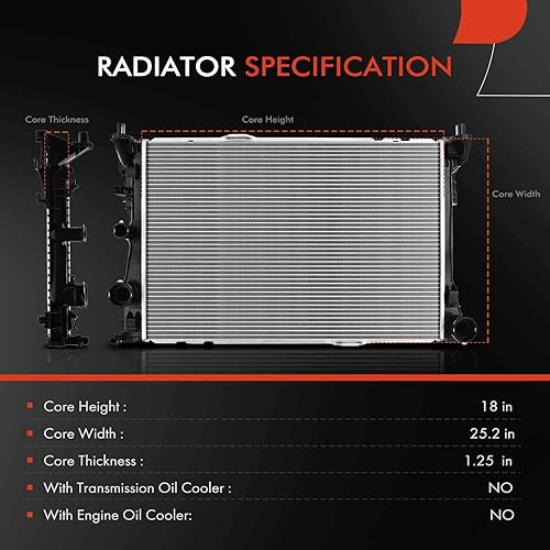 Miniatura 2 de A-Premium Conjunto de radiador de refrigerante del motor compatible con Mercedes-Benz C250 2012-2015, E250 2014-2016, SLK250 2012-2015, SLK350
