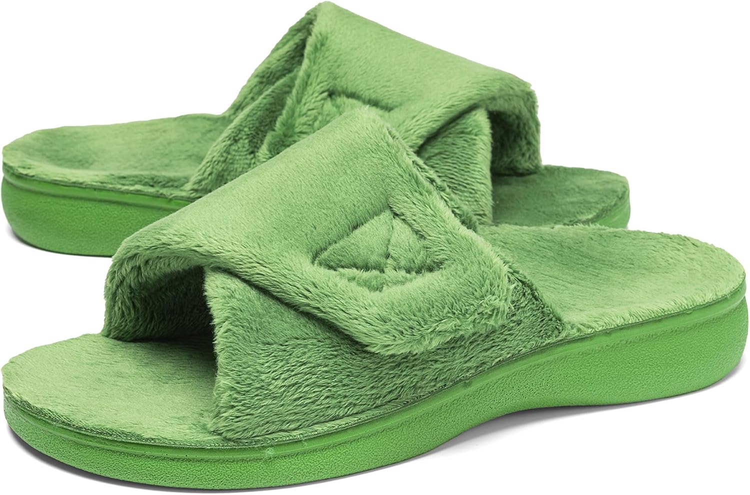 SOLLBEAM Women's Plantar Fasciitis Fuzzy House Orthopedic Adjustable Slippers With Arch Support Orthotic Heel Cup Sandals For Ladies