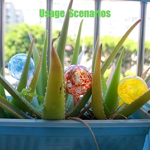 Miniatura 4 de Globos de riego de plantas, 4 unidades, sistema automático de agua de vidrio multicolor, globos de riego automático para plantas, colorido sistema