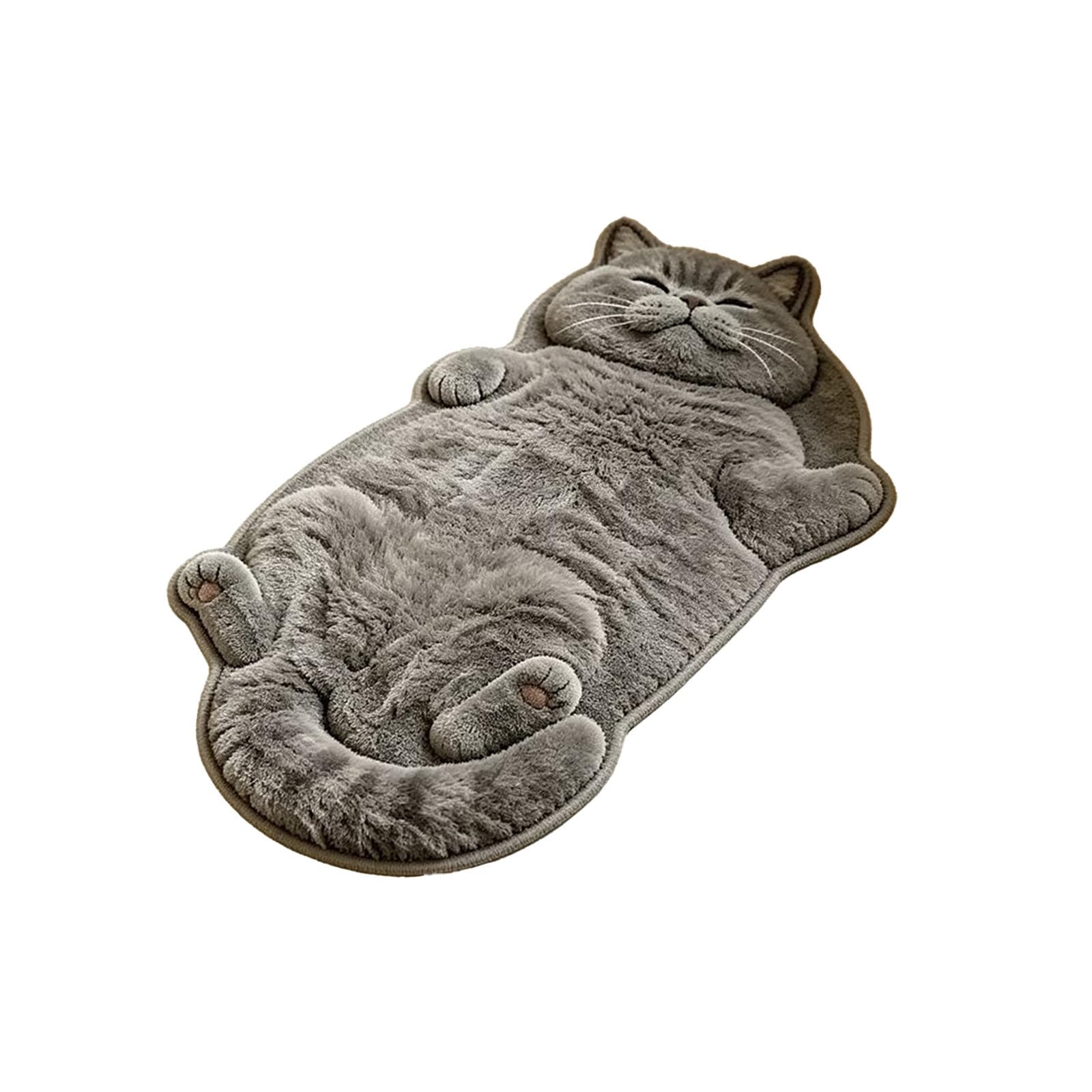 Fluffy Cat Shaped Rug - Washable Plush Faux Shaggy Floor Mat 40x60cm for Home Décor & Cat Lovers | Soft Faux Shaggy Material Non-Slip Pet Bedroom Living Room Area Rug (A)