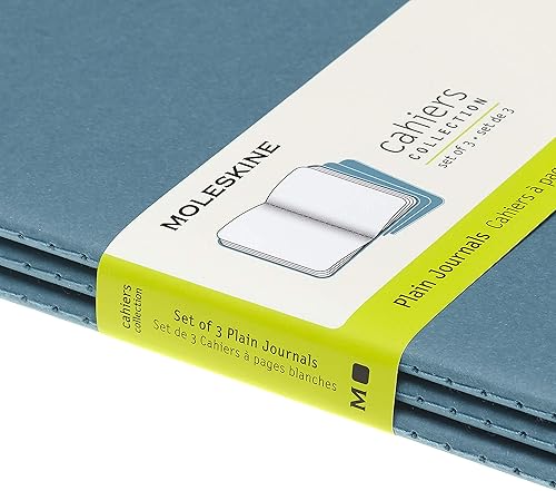 Miniatura 6 de Moleskine Cahier - Cuaderno de cubierta suave, tamaño L (5 x 8.25 pulgadas), hojas en blanco, cubierta azul (brisk blue), 80 páginas (juego de 3)