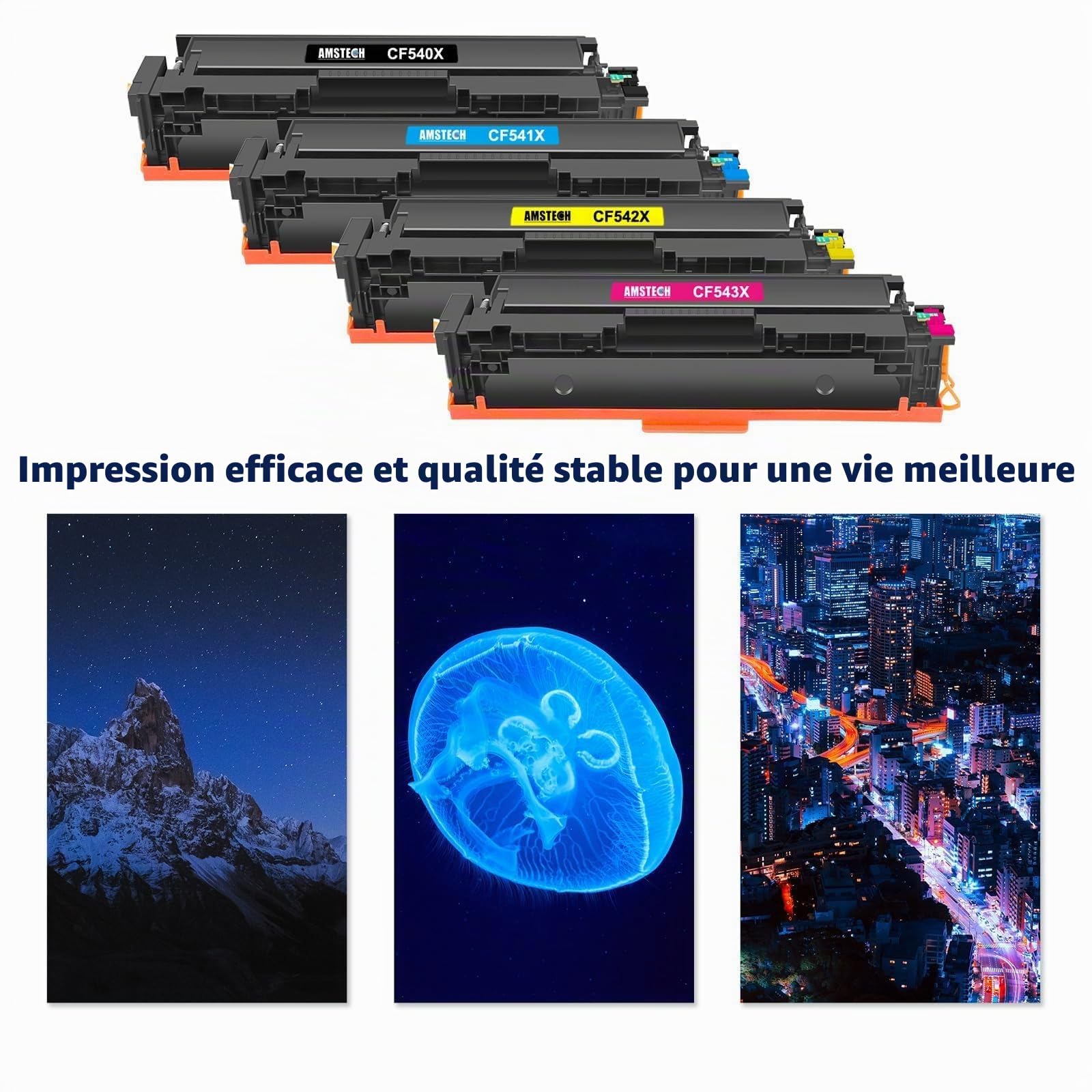 Amstech 203X 203A MFP M281fdw Cartouches de Toner CF540X CF540A 4-Pack | Compatible pour HP Color Laserjet Pro MFP M254dw M281fdn M281cdw M280nw M254nw M254dn M281 M254 M280 Noir Cyan Jaune Magenta