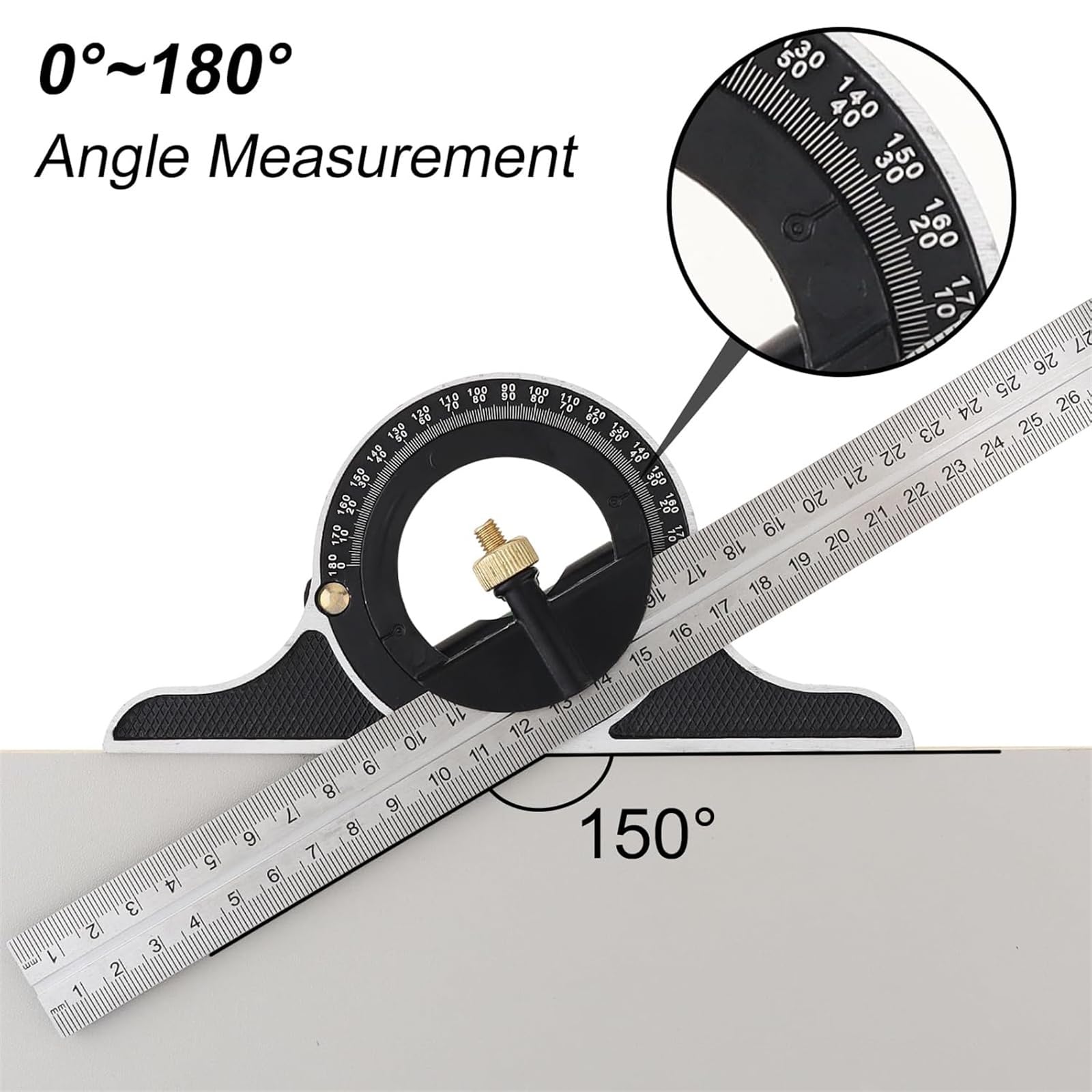 clhjinruoliu Combination Square-Speed Square 12 Inch Stainless Steel Adjustable Multi-Function Level Measure Measuring Set Protractor Angle Finder Carpenter Tools for Home Garden