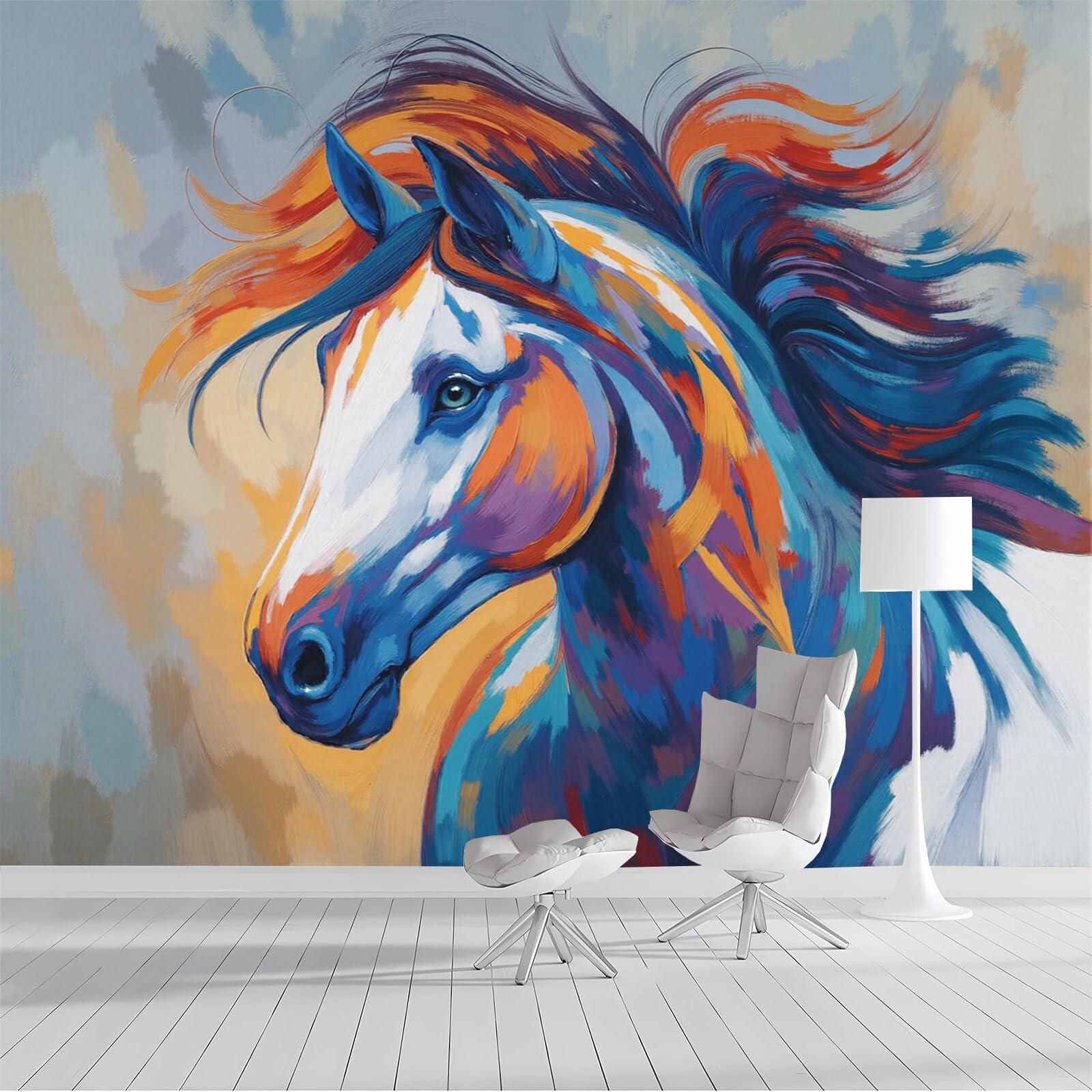 Papel pintado de seda de caballo abstracto para decorar paredes de salones modernos