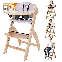 Vista 18 de Abiie Beyond Junior - Silla Alta de Madera con Bandeja - Silla Alta Ajustable y Convertible para Bebés y Niños Pequeños - 6 Meses a 250 Lb