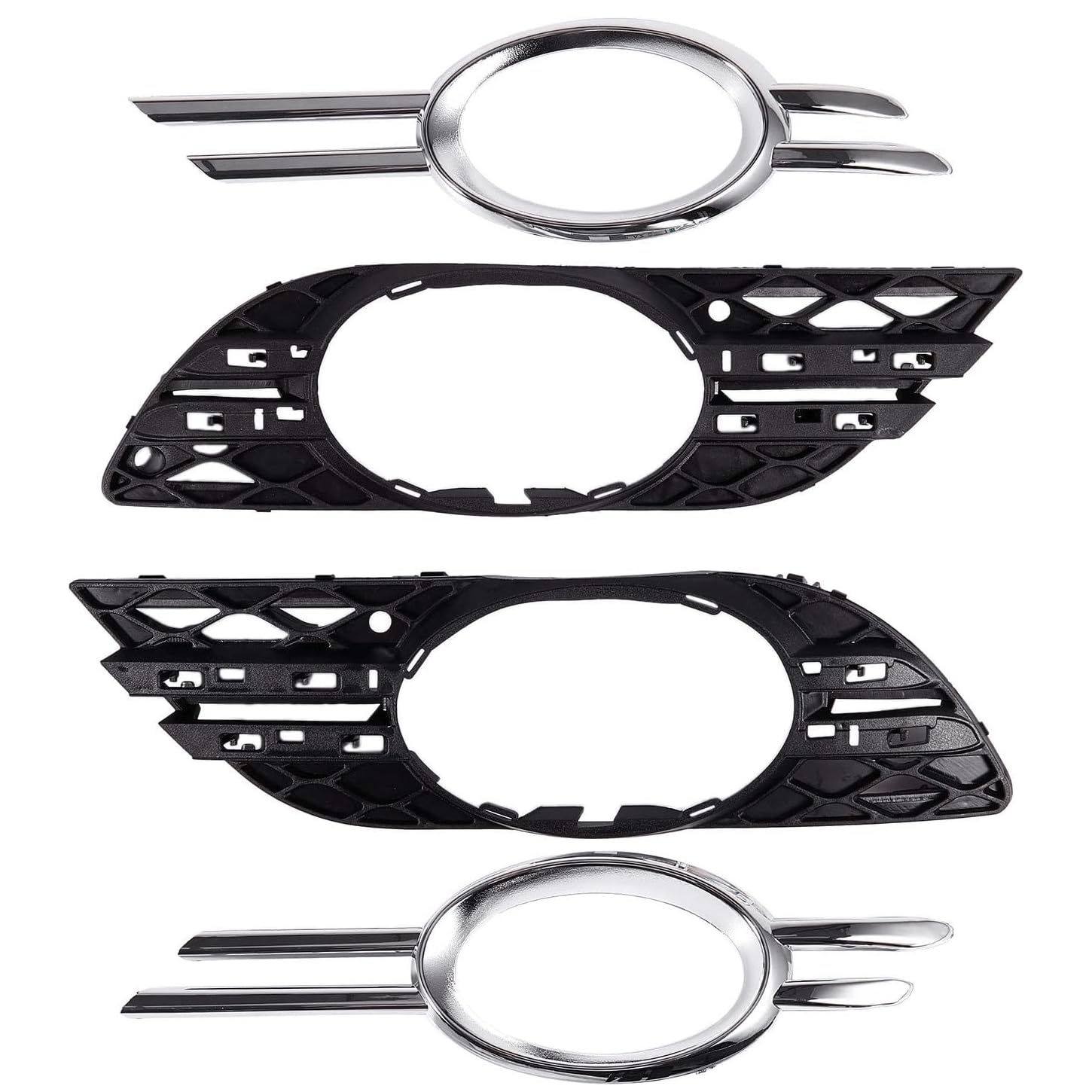 Fendinebbia Grill Cromato Mascherina Decorativa Copertura Paraurti Griglia Griglia Decorativa Compatibile con Mercedes W211 Classe E E200 E180 E300 (Fendinebbia, Paraurti Set Griglia di Ventilazione)