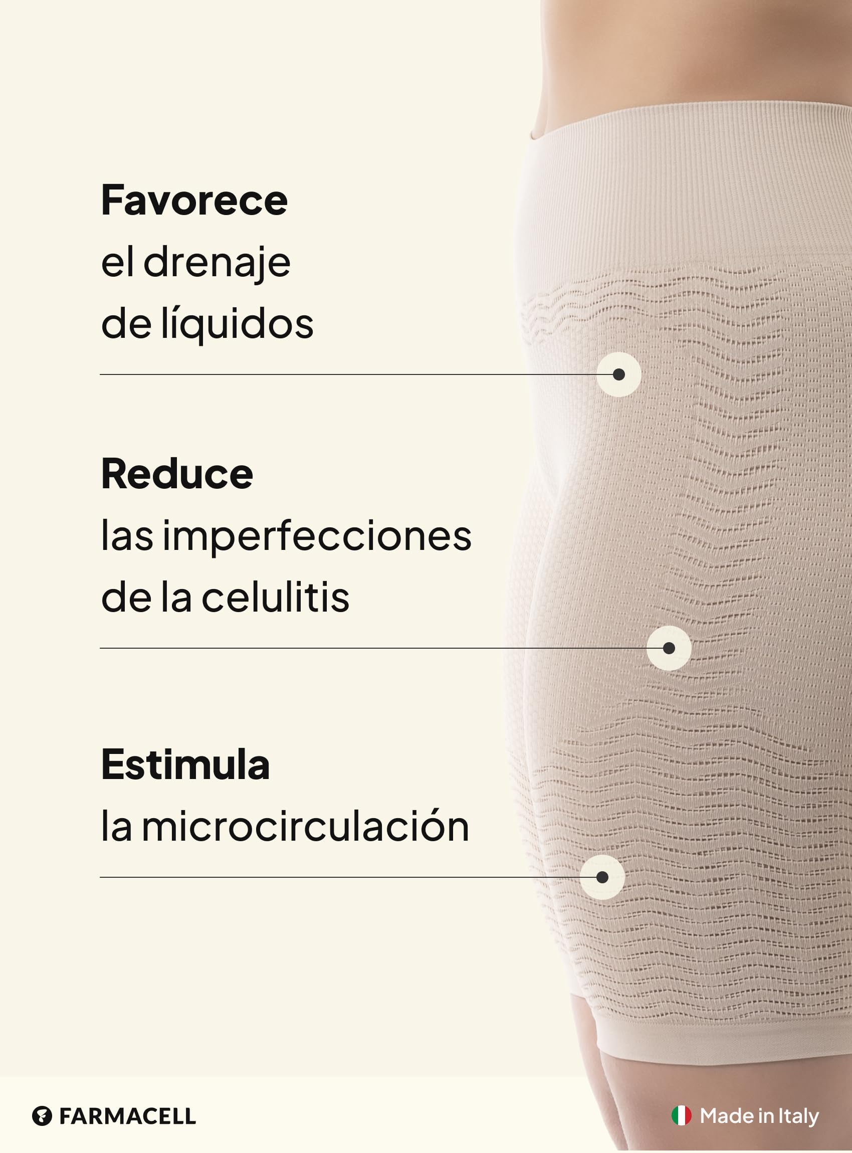 Farmacell Faja Pantalón Mujer Anticelulitis Masaje y Efecto FIR, Made in Italy, 1103