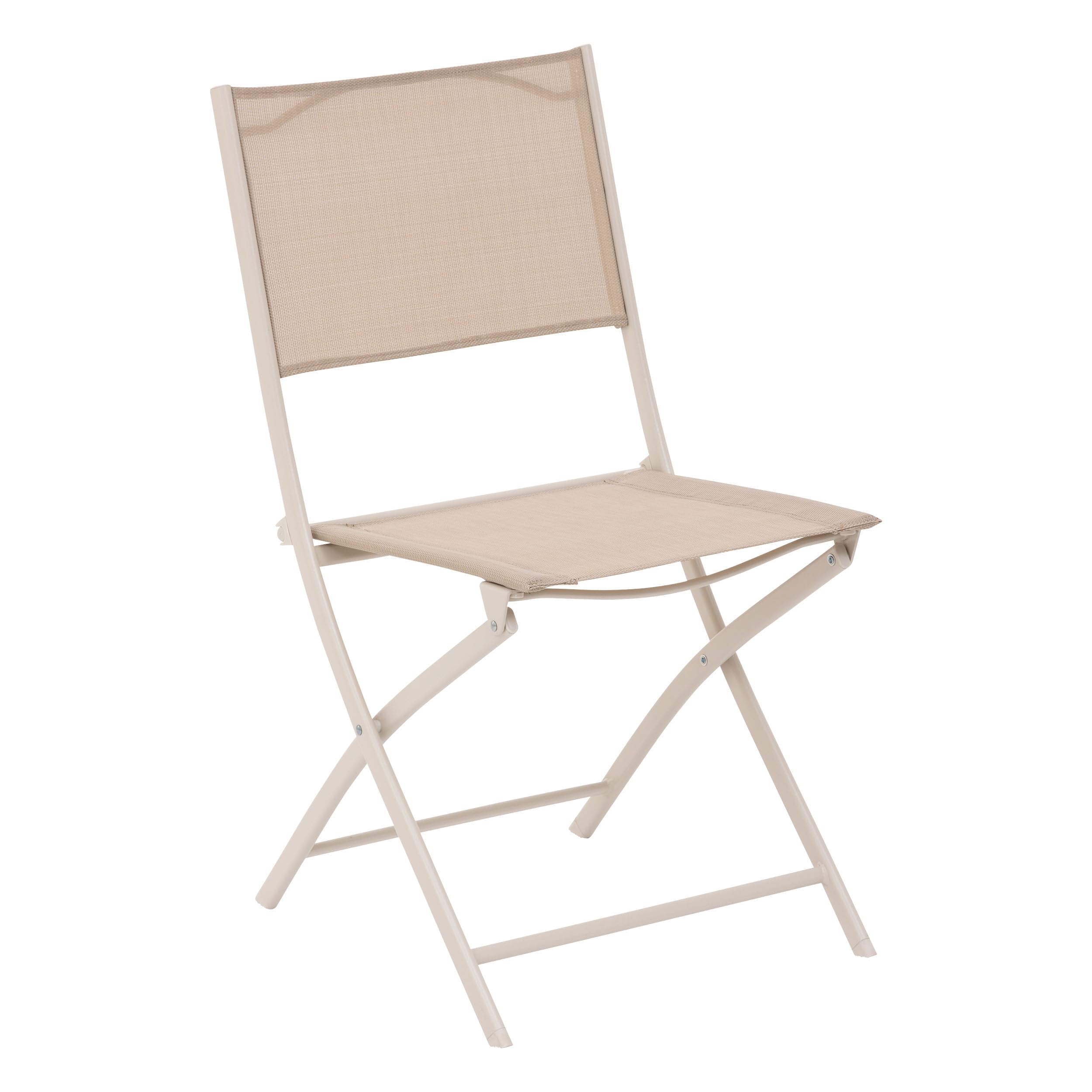 HESPERIDE - Juego de 4 sillas de jardín Plegables Modula, Lino Beige - Acero con Revestimiento epoxi, Acabado Texaline - Dimensiones 46 x 52 x 87 cm - Mobiliario de Exterior Plegable