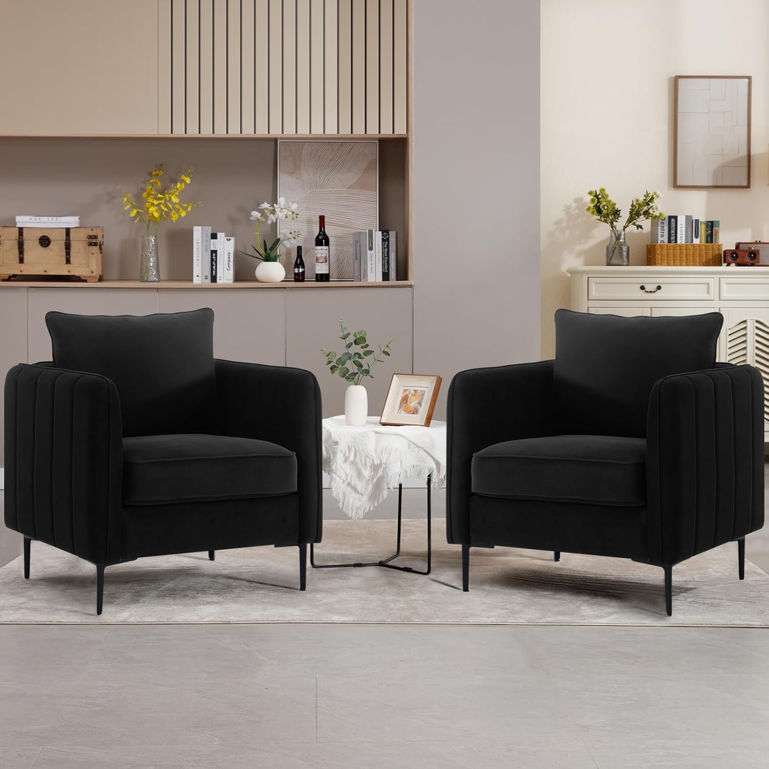 Linyuanwai Velvet Accent Chairs Set of 2, Modern