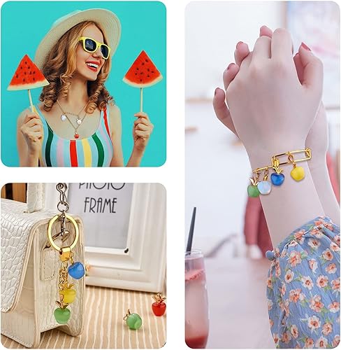 Miniatura 7 de 10 dijes de piedra preciosa de manzana, cristal de cuarzo, curativo, piedra natural, hebilla de oro amarillo brillante, para joyería, collares,