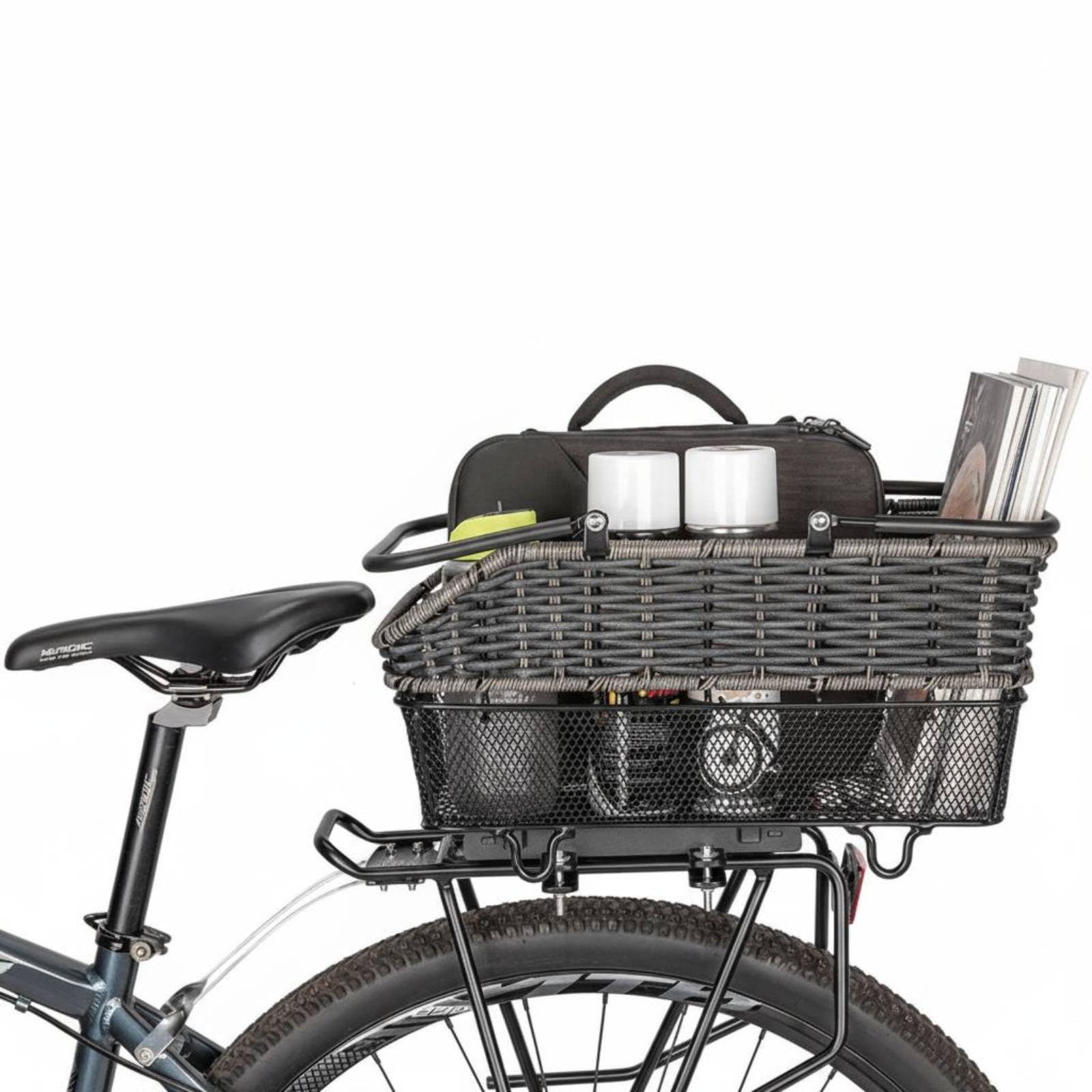 Cestino Bici Cestino Portapacchi Posteriore Bicicletta Cesta Portabagagli Copertura Impermeabile Protezione da Polvere Ferro Antiruggine Installazione
