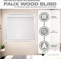 Vista 2 de Ultra Premium - Persiana blanca de madera sintética de 2 1/2 pulgadas (2.5 pulgadas) de ancho x 64 pulgadas de largo
