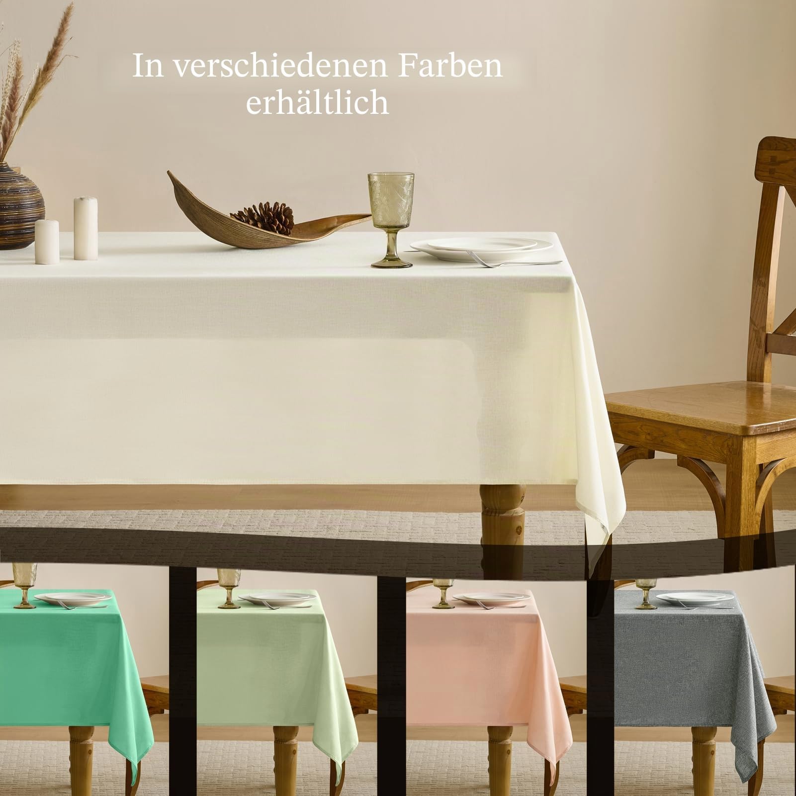 Abwaschbare Tischdecken groß 350x150 cm Tischdecke Rechteckig Leinenoptik Tischtuch Beige Abwaschbar Wasserabweisende Gartentischdecke Table Cloth für Frühling Outdoor,Ostern,Hochzeiten
