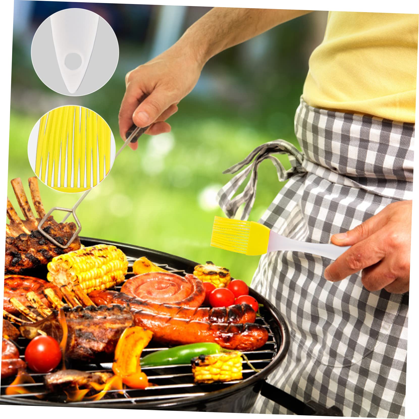 Cabilock 2pcs Silicone Oil Brush for Cooking and Baking for Grilling Pastries and Barbecues Easy to Clean Silicone Bristles for Even Sauce Application