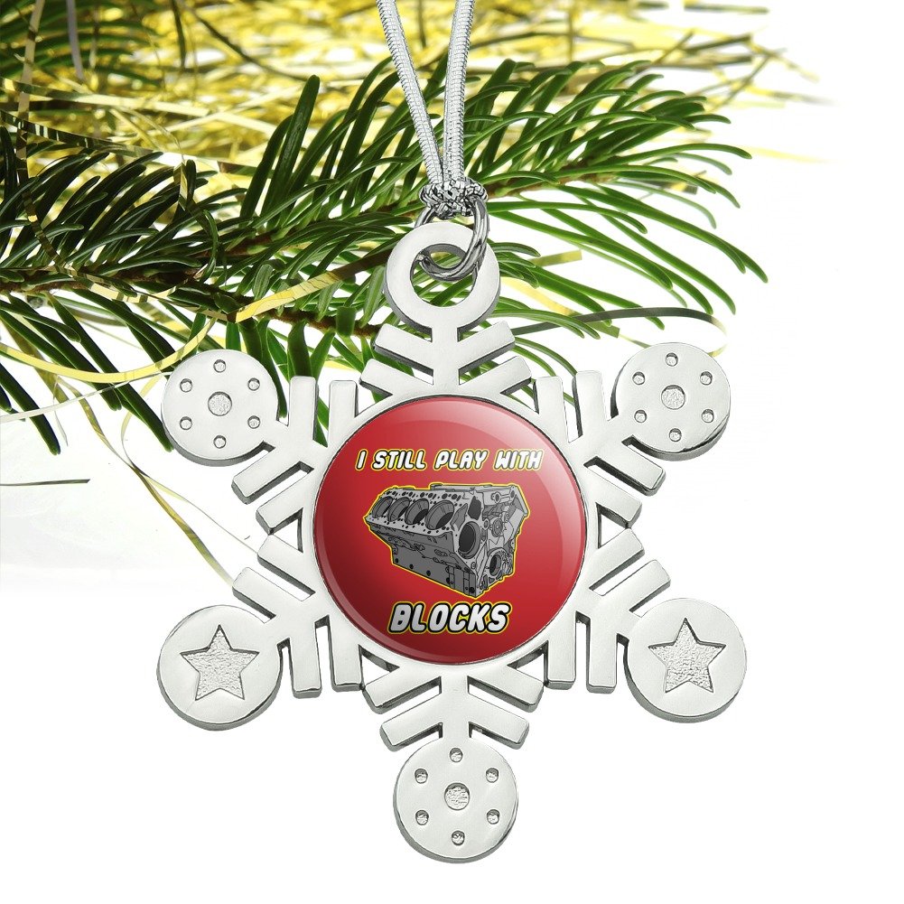 GRAPHICS & MORE I Still Play with Blocks Automotive Mechanic Car Engine Metal Snowflake Christmas Tree Holiday Ornament