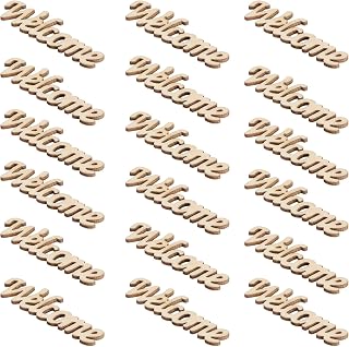 15pcs Wooden Welcome Decor Prop for Wedding Party and Home Display | Hollow Beige Wood Piece, DIY Painting Option, Wall or Ceiling Mount, Table Placement