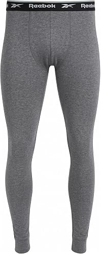 Reebok Calzoncillos Largos Charcoal para Hombre, Capa Base e