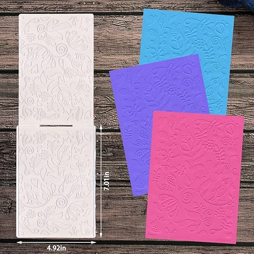 Miniatura 2 de Hying Carpeta con relieve de fondo con estampado de flores en relieve en 3D, plantilla de plástico para hacer tarjetas, álbumes de recortes, papel,