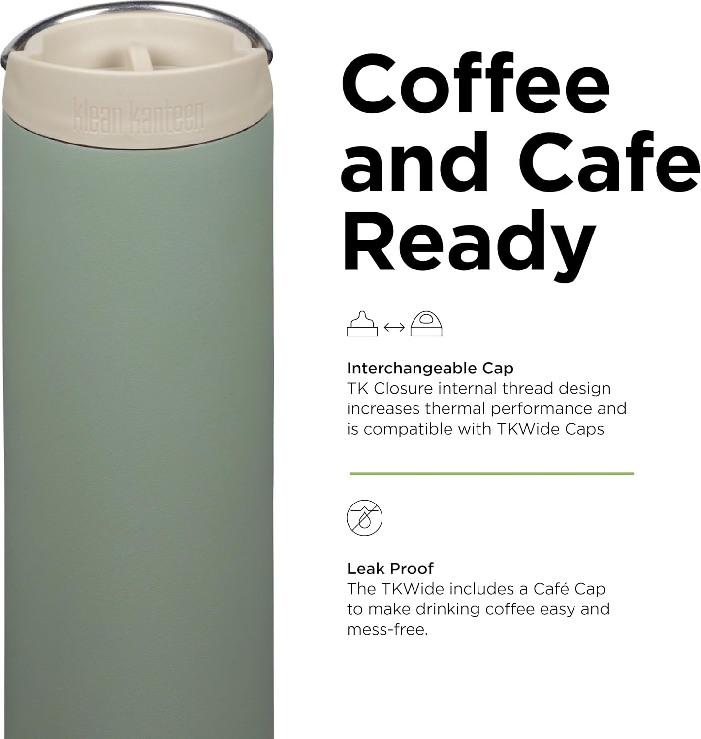 Klean Kanteen 20oz TKWide Insulated Coffee Tumbler with Café Cap - Sea Spray - Image 4
