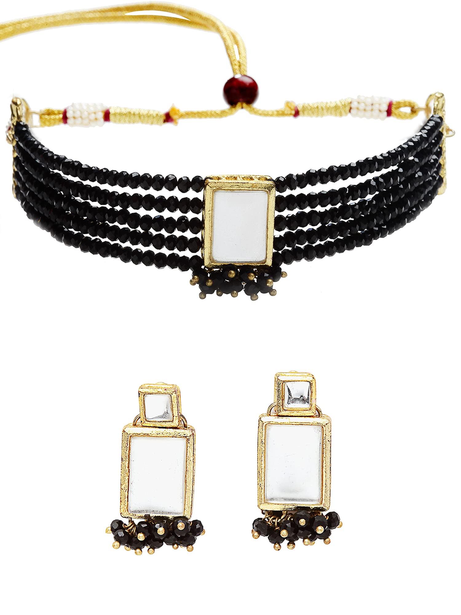 Karatcart Traditional Black Crystal Kundan Choker Necklace Set For Women (B09FF4KLT1) Amazon Price History, Amazon Price Tracker
