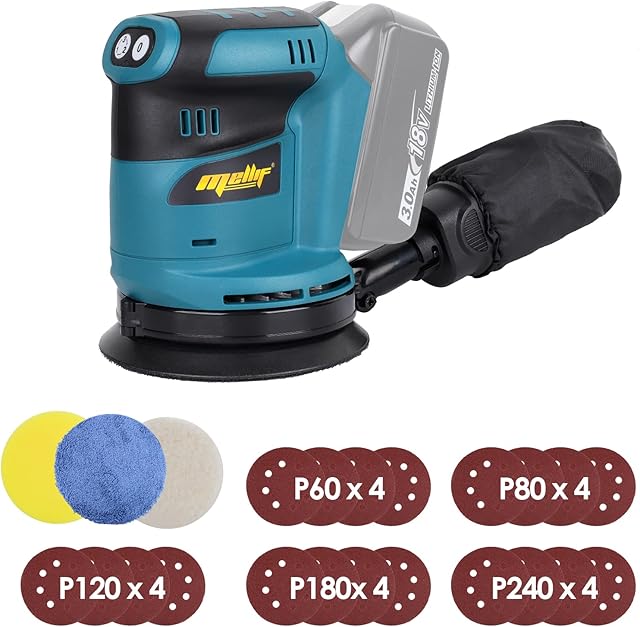 Cordless Random Orbital Sander for Makita 18V Li-Ion LXT Battery with 20PCs Sanding Sheets(Tool only)