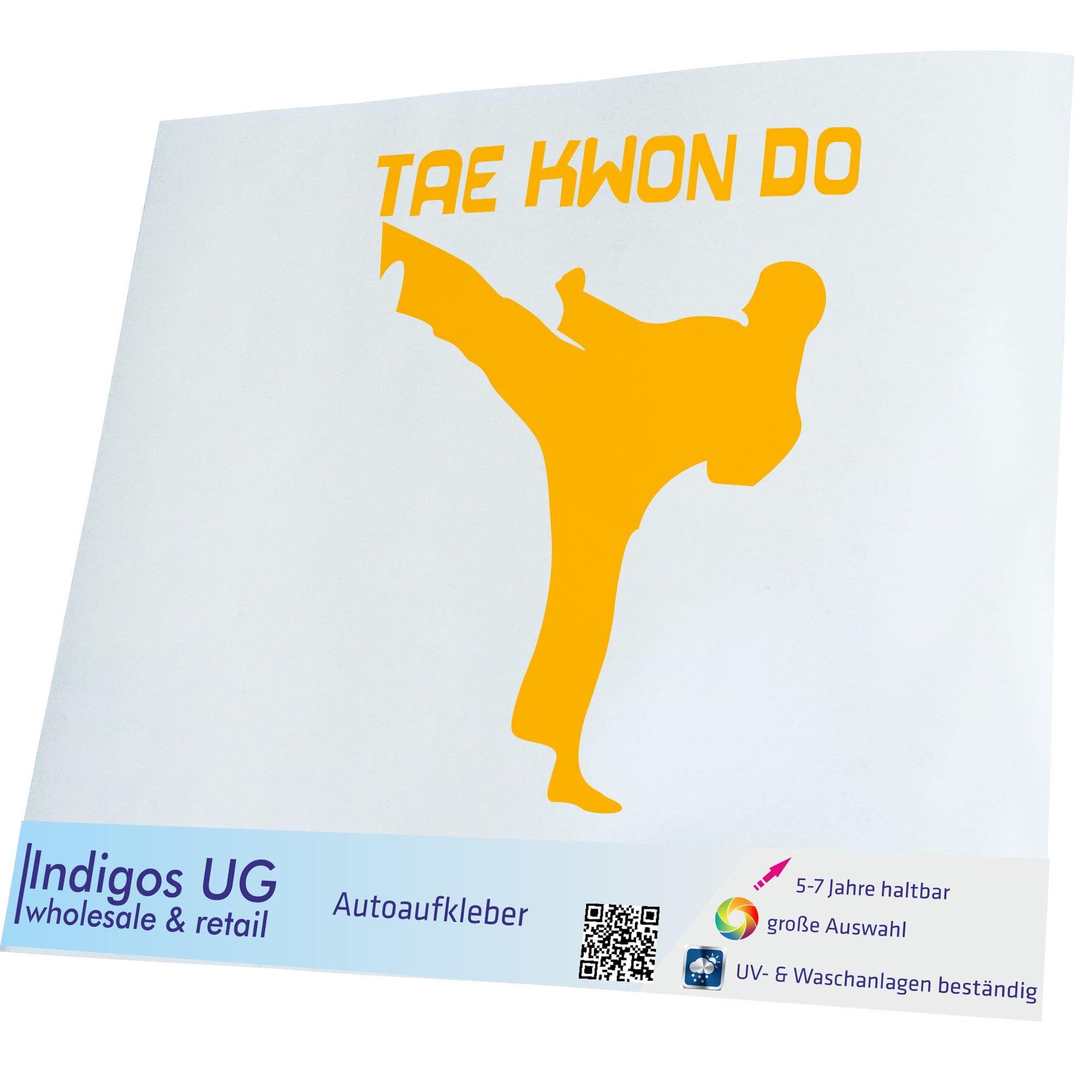 INDIGOS UG Tae Kwon Do Autoaufkleber – Silber, 87x99 Mm, Konturgeschnitten, UV-beständig & Wetterfest