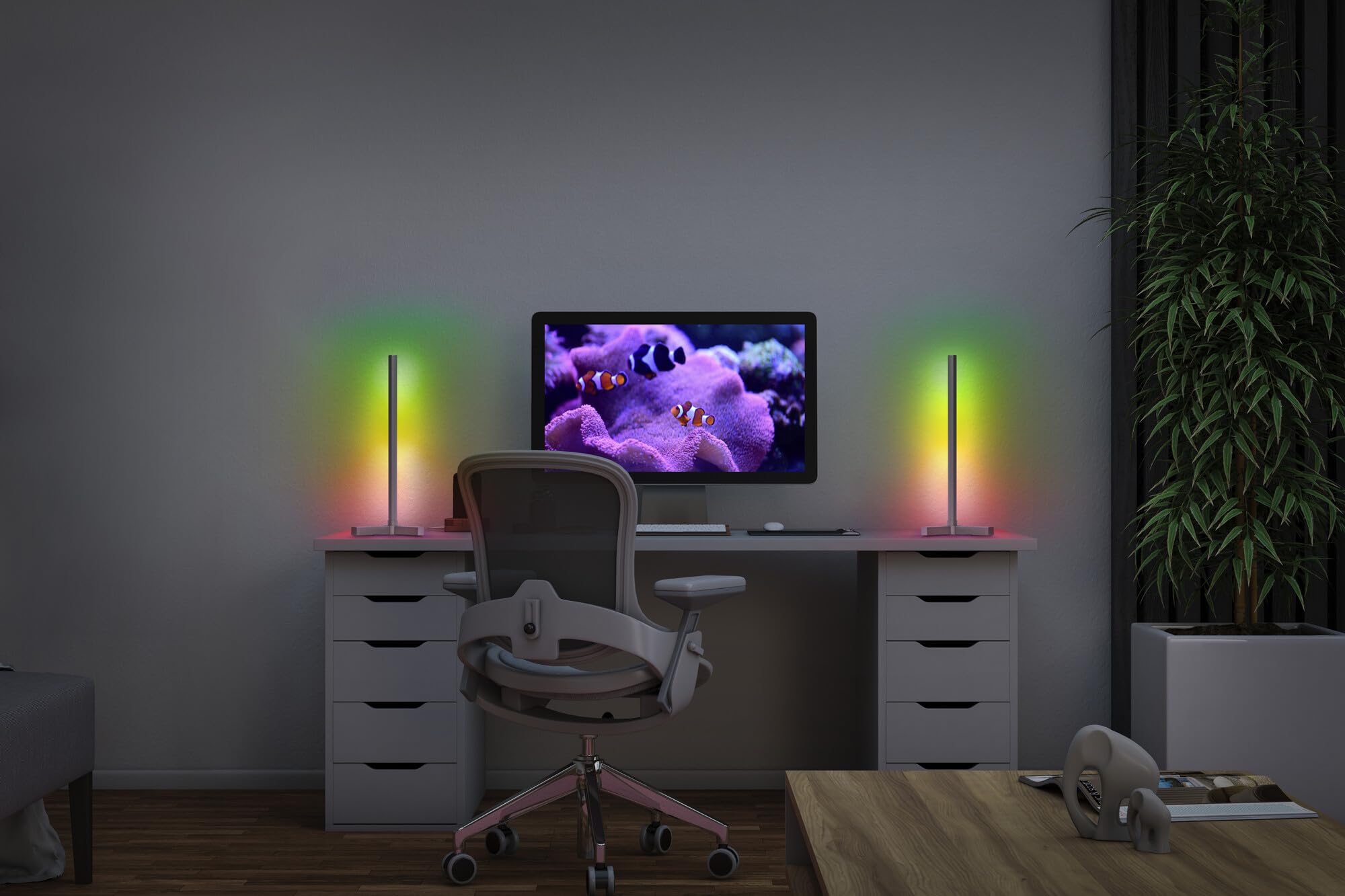 OSRAM SMART inteligentna i nowoczesna lampa stołowa do oświetlenia pośredniego z technologią WiFi, Magic RGB, ściemnialna, srebrna, aluminiowa, niewymienne żarówki