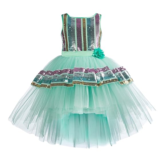 Toy Balloon Kids Girls Sea Green Embellished Dress