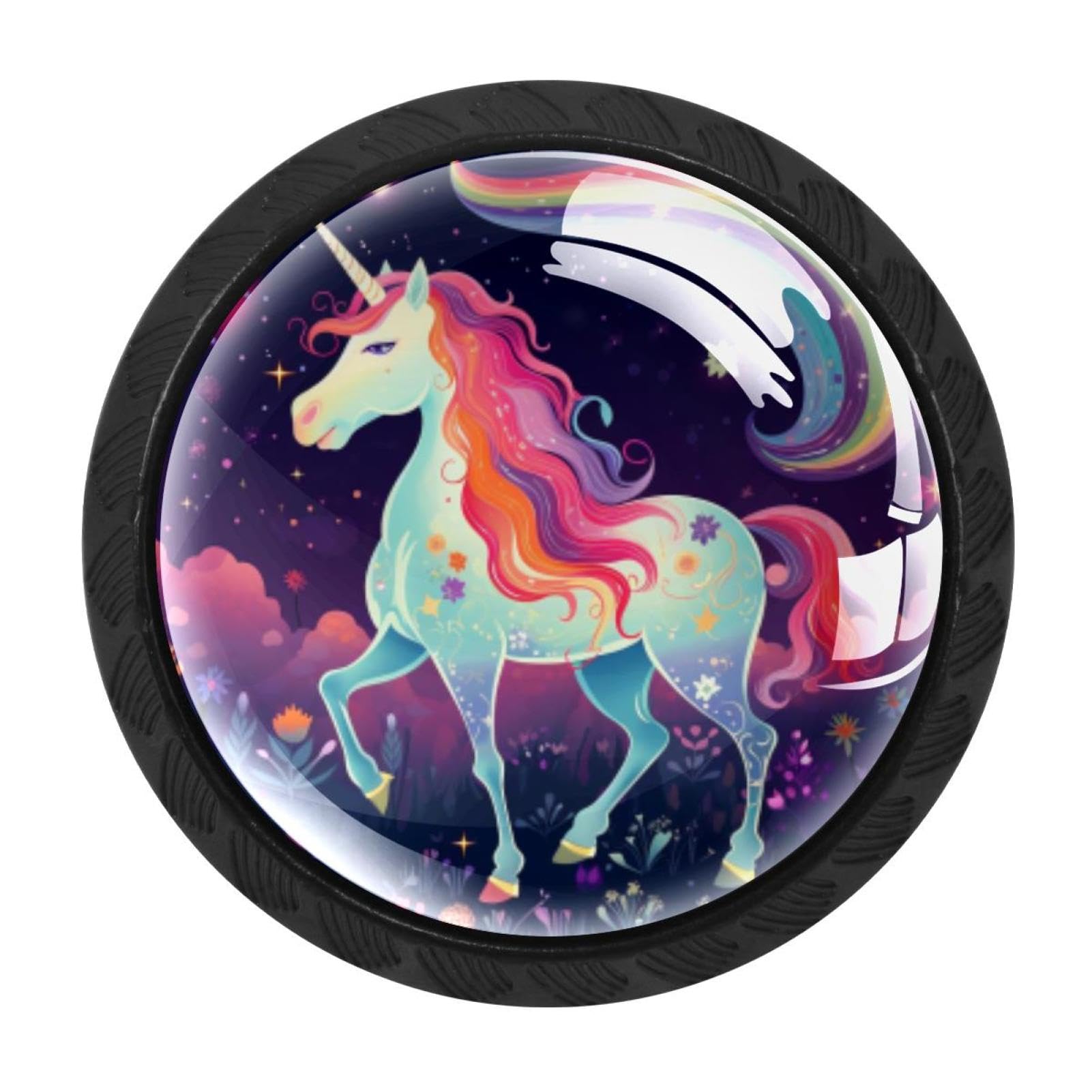 Chenzzzz Multicolored 03 4 Pieces Starry Unicorn Kitchen Cabinet Knobs Drawer Knobs Dresser Knobs Black Knobs Drawer Pulls Dresser Drawer Handles Knobs For Dresser Drawers