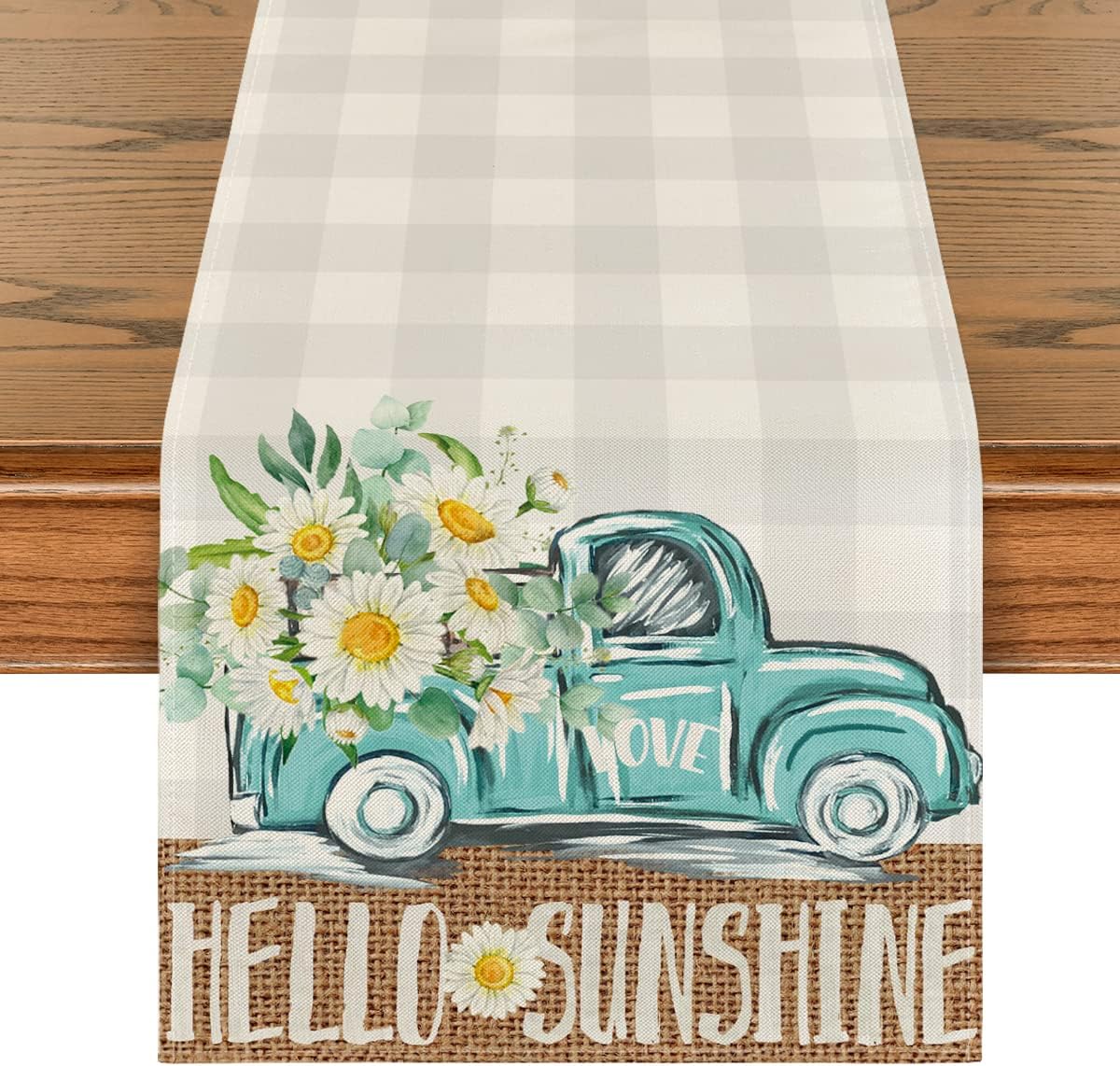 Artoid Mode Buffalo Plaid Truck Daisy Hello Sunshine Summer Table ...