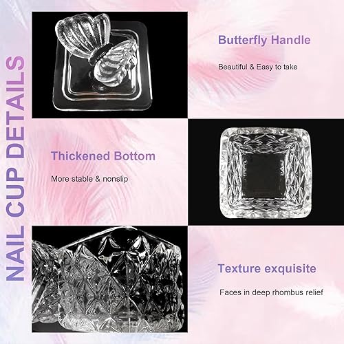 Miniatura 2 de Dappen - Plato para líquido de uñas acrílicas monómero, plato grande de monómero con tapa, vaso de vidrio líquido acrílico, cuadrado de mariposa,