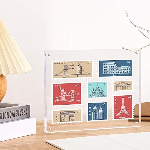 Miniatura 5 de Fixwal Marco acrílico, marcos de fotos de 8 x 10 pulgadas, marco de fotos transparente de doble cara con escritorio magnético