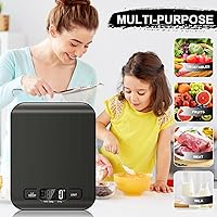 Vista 3 de Báscula de alimentos, báscula de cocina de 11 lb con función de tara de 6 unidades y pantalla LCD, báscula digital de alimentos de acero inoxidable