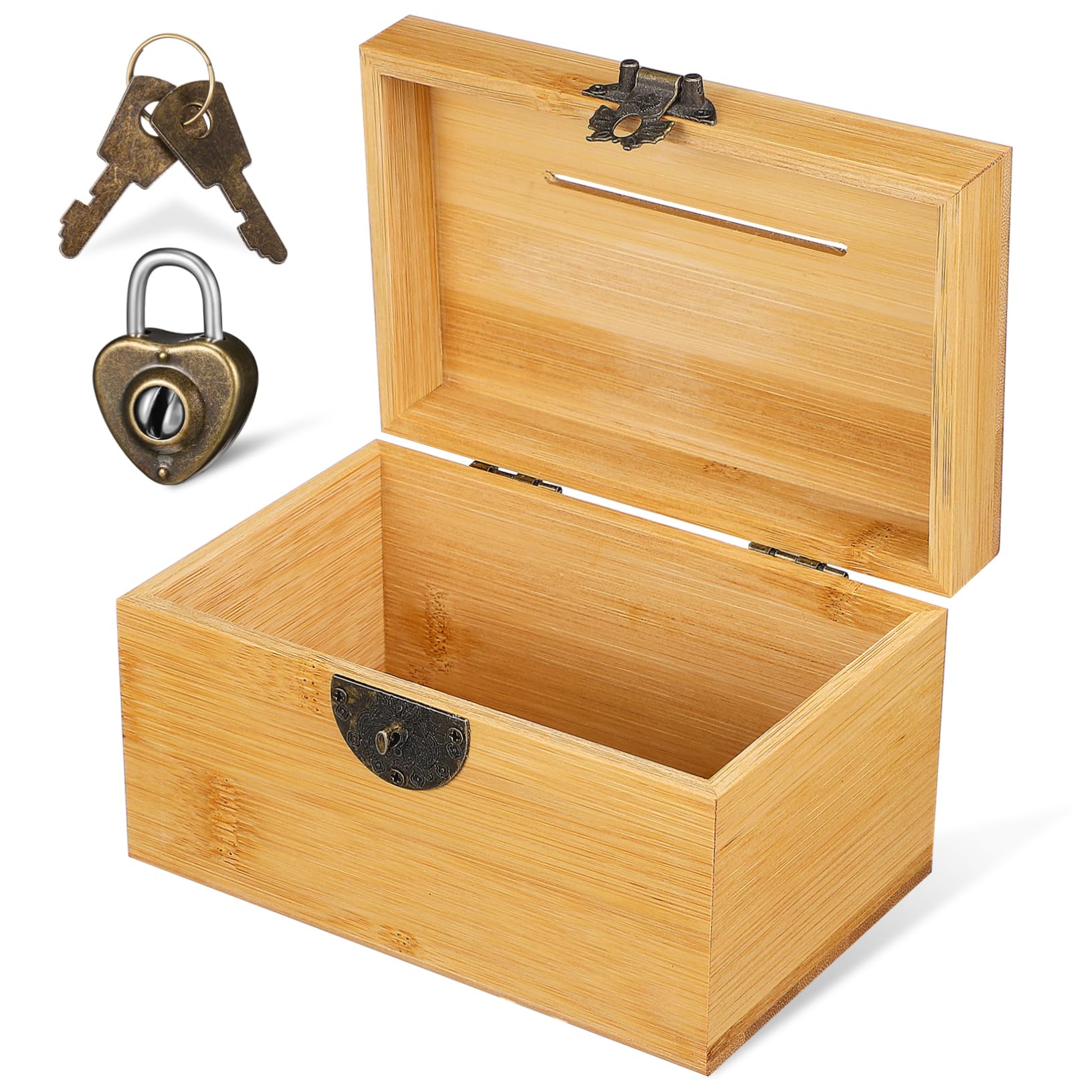 Cofre de Madera con Cerradura para Niños, Hucha Pequeña Vintage