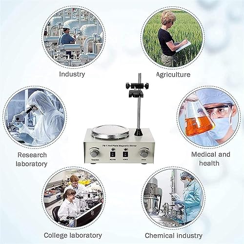 Miniatura 3 de Magnetic Stirrer, 1000Ml Laboratory Hot Plate Magnetic Stirrer, 380 Mixing Capacity, Adjustable Heating Mixer With Stir Bar, Dual Control, 0-2200Rpm