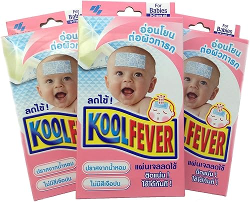 Kobayashi Kool fever - Parche de enfriamiento para hojas de gel para bebés de 0 a 2 años (3 cajas)