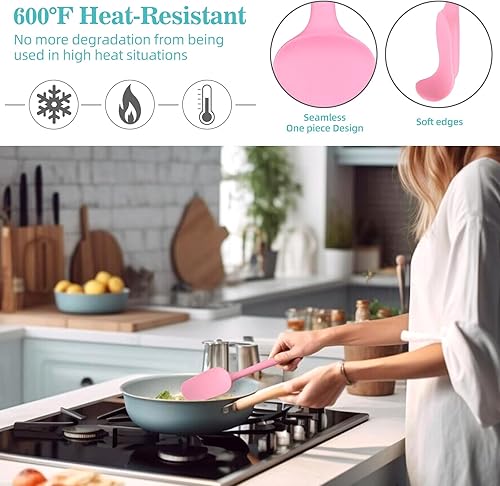 Miniatura 3 de FXFSTEEL - Juego de 6 espátulas de silicona, resistentes al calor, hasta 600 F, utensilios de cocina para cocinar y hornear, sin BPA, multicolor