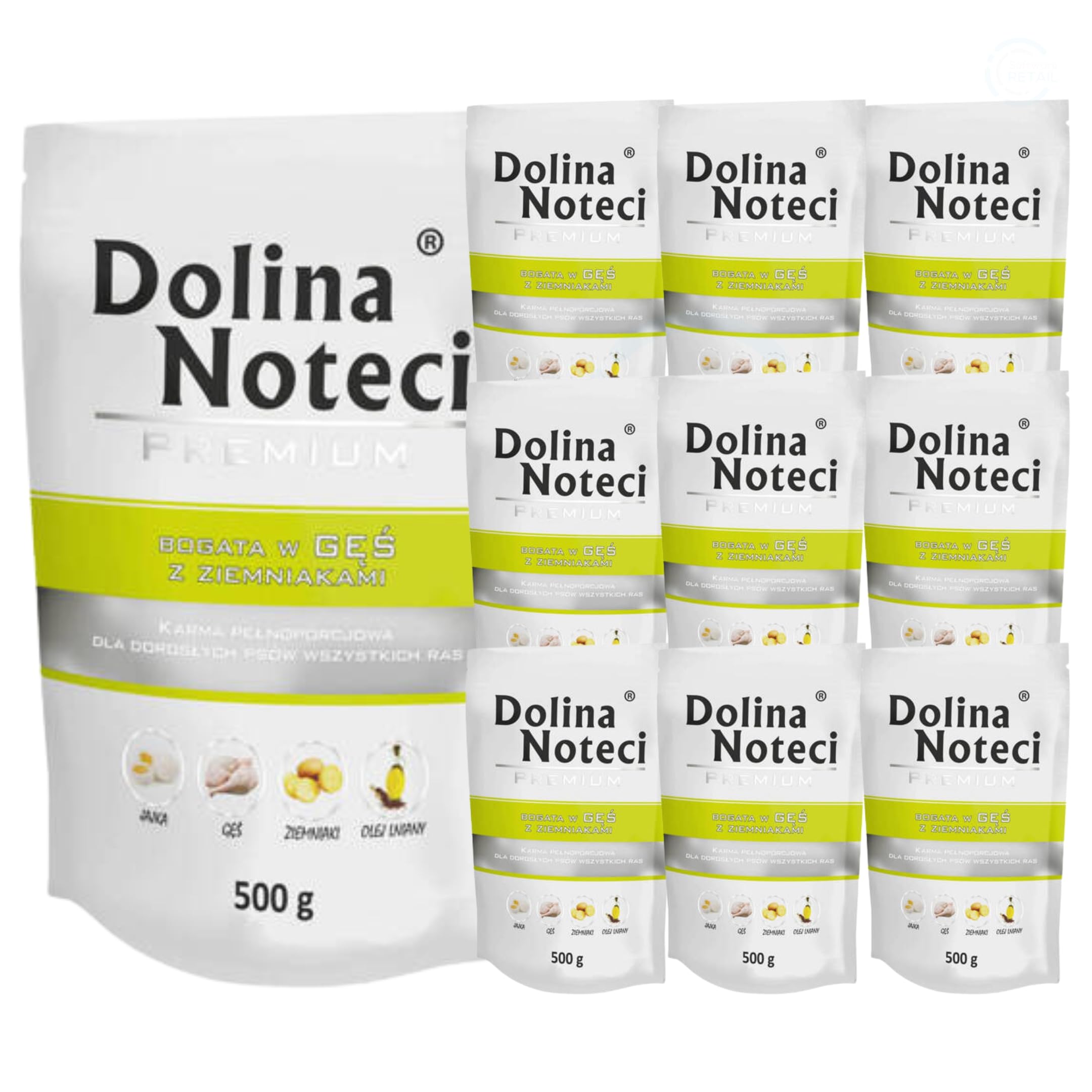Dolina Noteci Premium Wet Dog Food, Goose with Potato, Gluten-Free (10x500g)